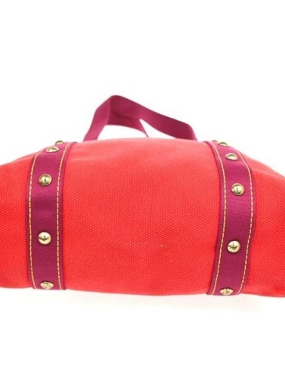 LOUIS VUITTON Cabas MM Shoulder Bag Antigua Canvas Leather Rouge M40034 32ZA237 - Picture 6 of 15